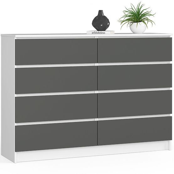 KOMODA K140 8SZ CLP PK BIELA / ŠEDÁ