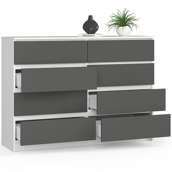 KOMODA K140 8SZ CLP PK BIELA / ŠEDÁ