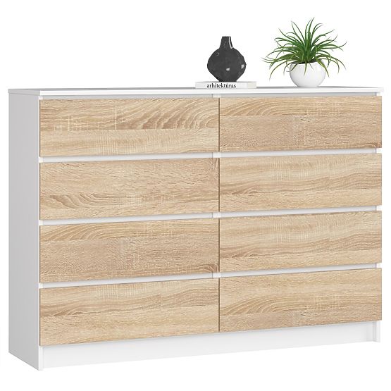 KOMODA K140 8SZ CLP PK BIELA / SONOMA