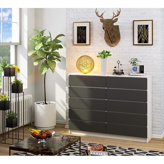 KOMODA K160 10SZ CLP PK BIELA / ŠEDÁ
