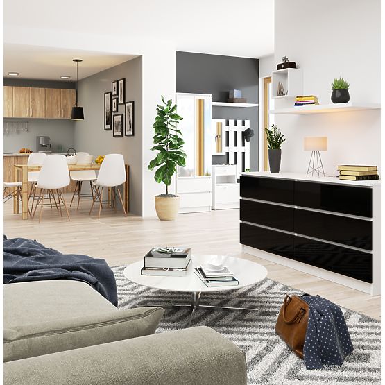 KOMODA K160 6SZ CLP PK ČIERNY LESK