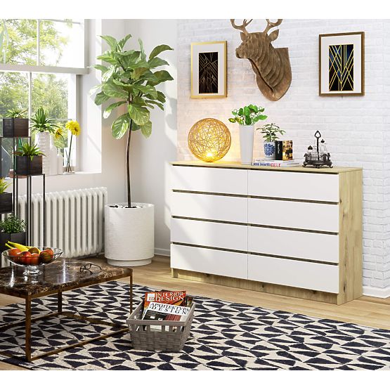 KOMODA K160 8SZ CLP DUB ARTISAN / BIELA