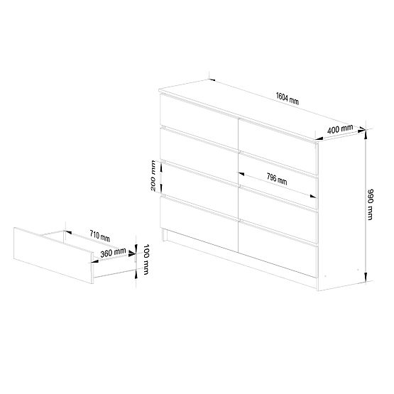 KOMODA K160 8SZ CLP PK BIELA