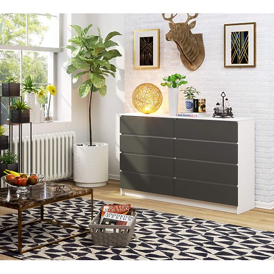 KOMODA K160 8SZ CLP PK BIELA / ŠEDÁ