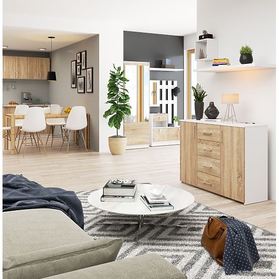 KOMODA K45 PK BIELA / DUB SONOMA