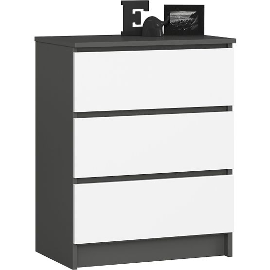 KOMODA K60 3SZ CLP GRAFITOVÁ ŠEDÁ / BIELA