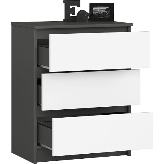 KOMODA K60 3SZ CLP GRAFITOVÁ ŠEDÁ / BIELA