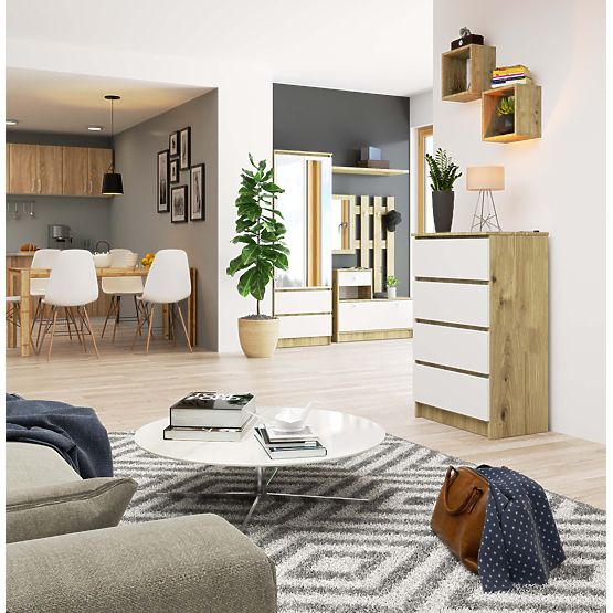 KOMODA K60 4SZ PK DUB ARTISAN / BIELA