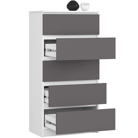 KOMODA K60 5SZ CLP PK BIELA / ŠEDÁ
