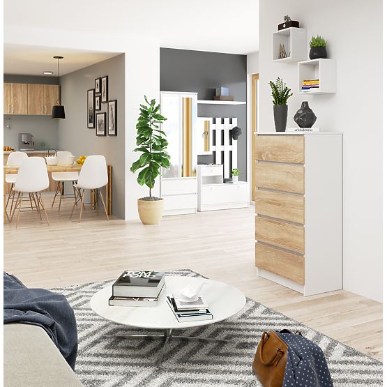 KOMODA K60 5SZ CLP PK BIELA / SONOMA