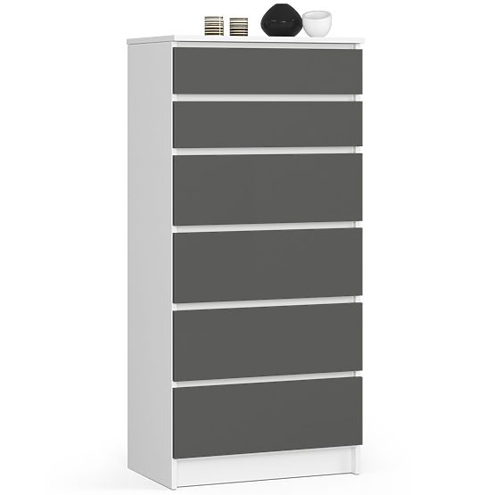 KOMODA K60 6SZ CLP PK BIELA / SIVÁ