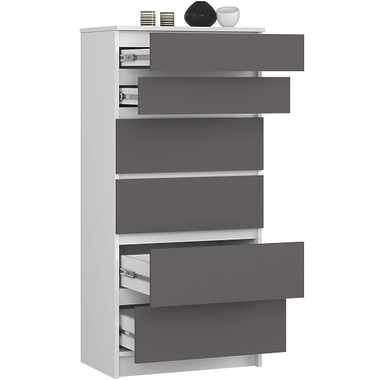 KOMODA K60 6SZ CLP PK BIELA / SIVÁ