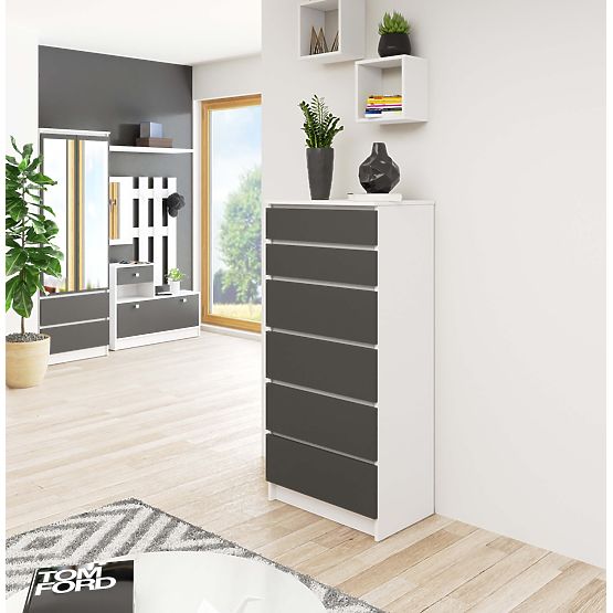 KOMODA K60 6SZ CLP PK BIELA / SIVÁ