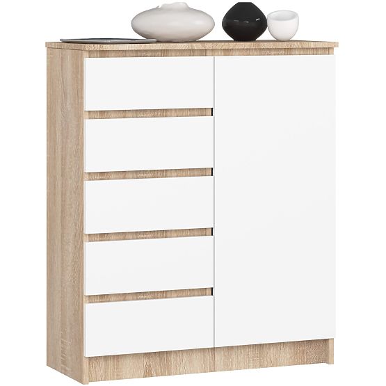 KOMODA K80 1D 5SZ PK DUB SONOMA / BIELA