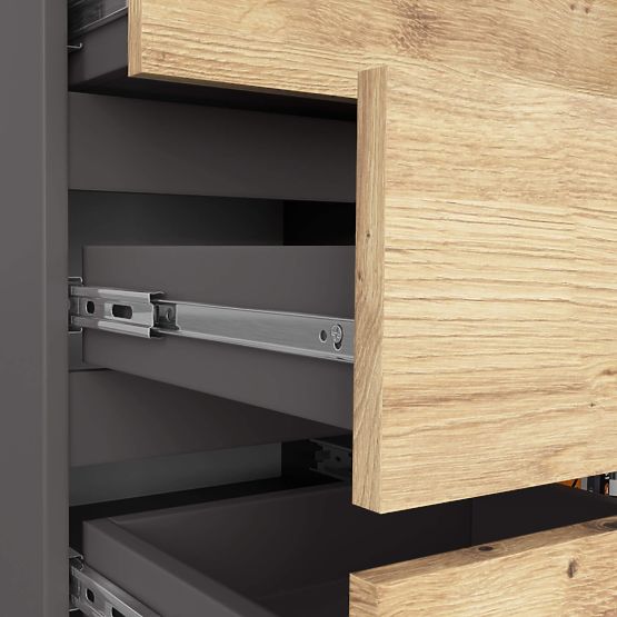 KOMODA K80 1D 5SZ PK GRAFITOVÁ ŠEDÁ / DUB ARTISAN