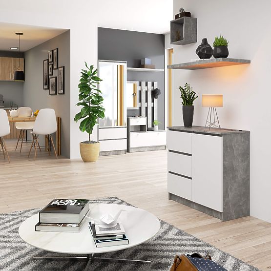 KOMODA K80 JERRY 1D 3SZ PK BETÓN / BIELA