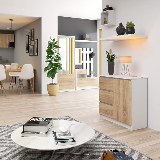 KOMODA K80 JERRY 1D 3SZ PK BIELA / DUB SONOMA