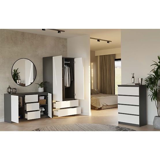 Komoda Malwa 2D3S ANTRACYT BIELA