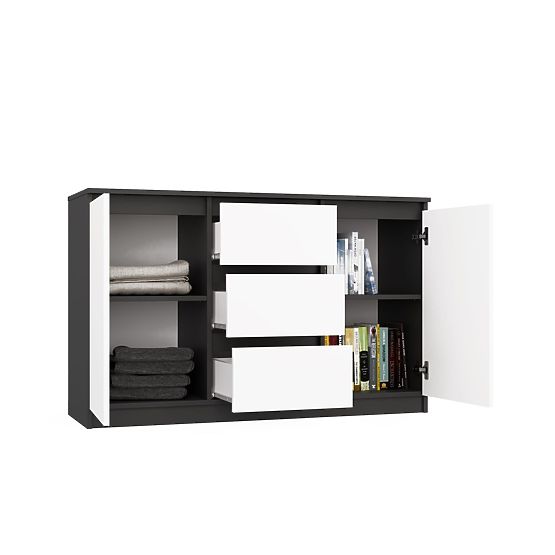 Komoda Malwa 2D3S ANTRACYT BIELA