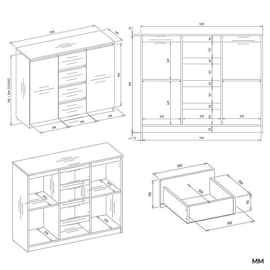 Komoda Malwa 2D4S 120 KAŠMÍR BÉŽOVÁ