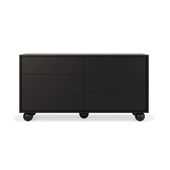 Komoda s zásuvkami Aldo čierna, nožičky guľky