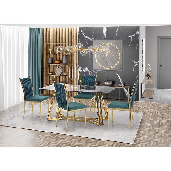 KONAMI stôl, doska - čierny mramor, nohy - zlaté (2p=1ks)