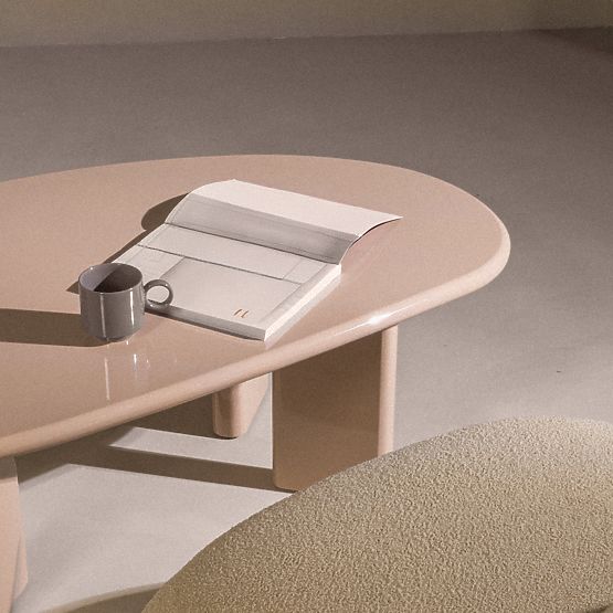 Konferenčný stolík Cameron 130 cm, nude, lesklý