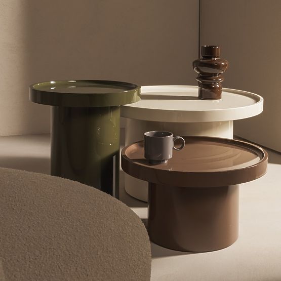 Konferenčný stolík Chia, 70 cm, biely, lesklý