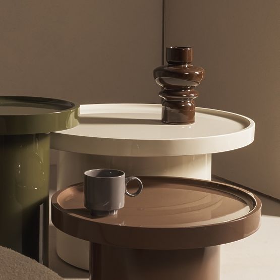 Konferenčný stolík Chia, 70 cm, biely, lesklý