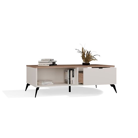 Konferenčný stolík CORDOBA Kašmír Béžový Dub Castello 2 Zásuvky Do Obývacej Izby