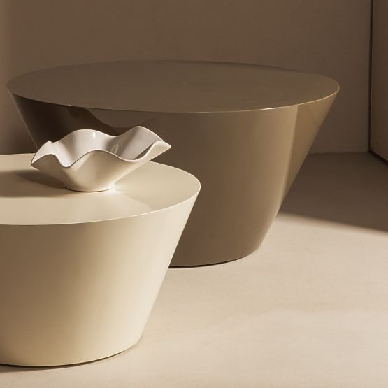 Konferenčný stolík Eclipso, 60 cm, krémovo biely, lesklý