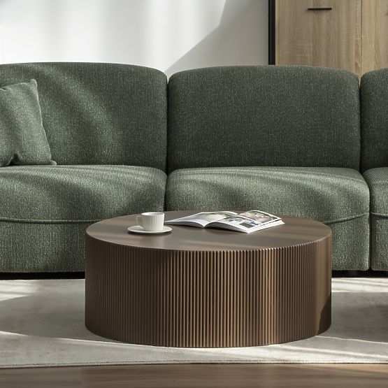 Konferenčný stolík Ermanno, 90 cm, mocha, ryhovaný