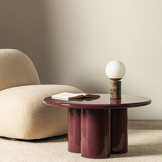 Konferenčný stolík Everett 80 cm, burgund, lesklý