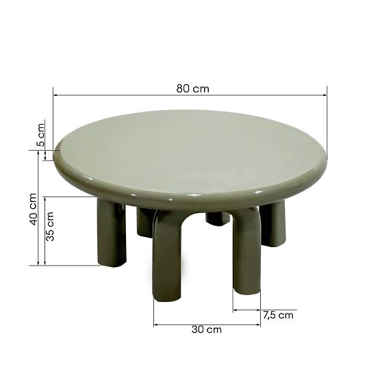Konferenčný stolík Flambe 80 cm, zelený/sivý, lesklý