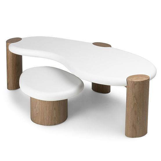 Konferenčný stolík Floe 125 cm, biely/orech