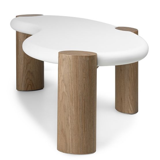 Konferenčný stolík Floe 125 cm, biely/orech