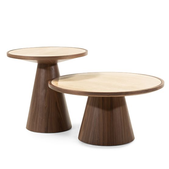 Konferenčný stolík Kyoto 80 cm, okrúhly, travertín/orech