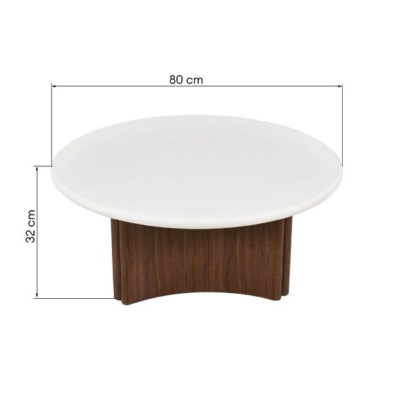 Konferenčný stolík Marlo 80 cm, krémovo biely/orech, mikrocement