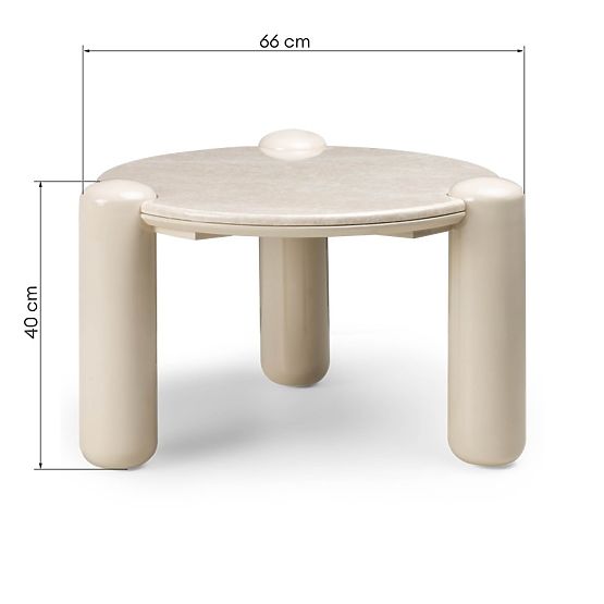 Konferenčný stolík Noemi 66 cm, svetlo béžový/mramor, lesklý