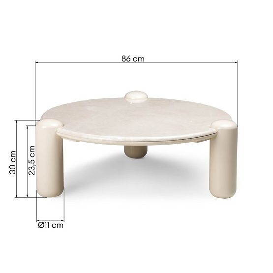 Konferenčný stolík Noemi 86 cm, svetlo béžový/mramor, lesklý