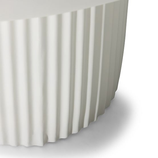 Konferenčný stolík Salerno 70 cm, okrúhly, biely, ryhovaný