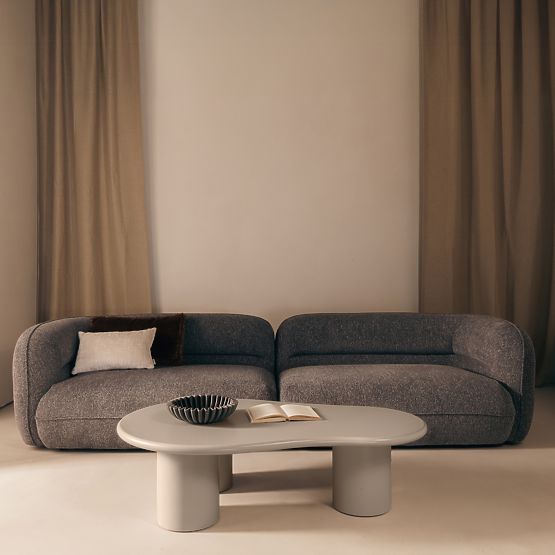 Konferenčný stolík Sucre tmavo béžový, matný, oblý tvar