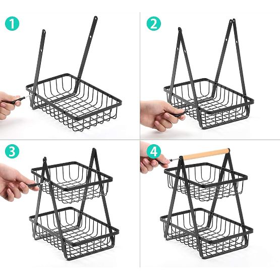 Kôš na ovocie PULOS 2 úrovne čierny