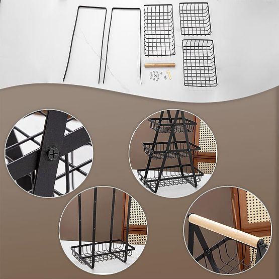 Kôš na ovocie PULOS 3 úrovne čierny