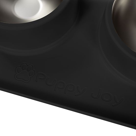 Kovové Misky pre Psa alebo Mačku s Protišmykovou Podložkou Čierna PJ-086