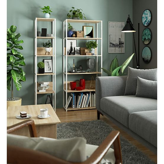 KOVOVÝ REGÁL LOFT 400 BIELY/DUB SONOMA