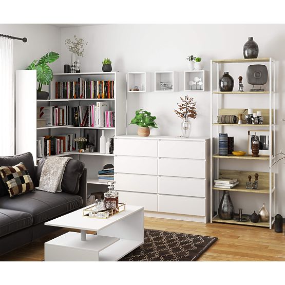 KOVOVÝ REGÁL LOFT 700 BIELY/DUB ARTISAN