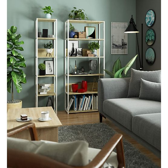 KOVOVÝ REGÁL LOFT 800 BIELY/DUB ARTISAN