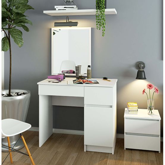 KOZMETICKÝ TOALETNÝ STOLÍK S ZRKADLOM P-2/SL 500x600 PRAVÝ PK BIELY