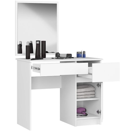KOZMETICKÝ TOALETNÝ STOLÍK S ZRKADLOM P-2/SL 500x600 PRAVÝ PK BIELY